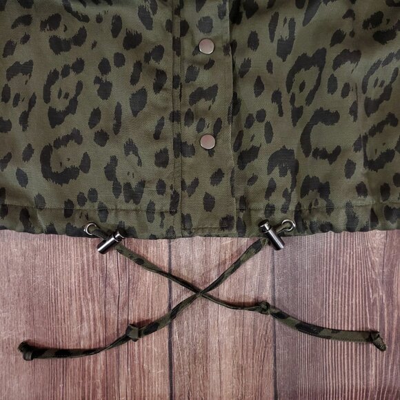 Rails Womens XS Collins Green Leopard Utility Military Jacket Linen Blend Safari - Picture 9 of 16
